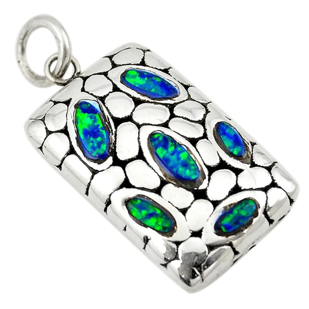 Green australian opal (lab) 925 sterling silver pendant jewelry a74023 c24343