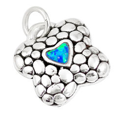 LAB 0.65cts green australian opal (lab) sterling silver heart pendant a92762 c24334