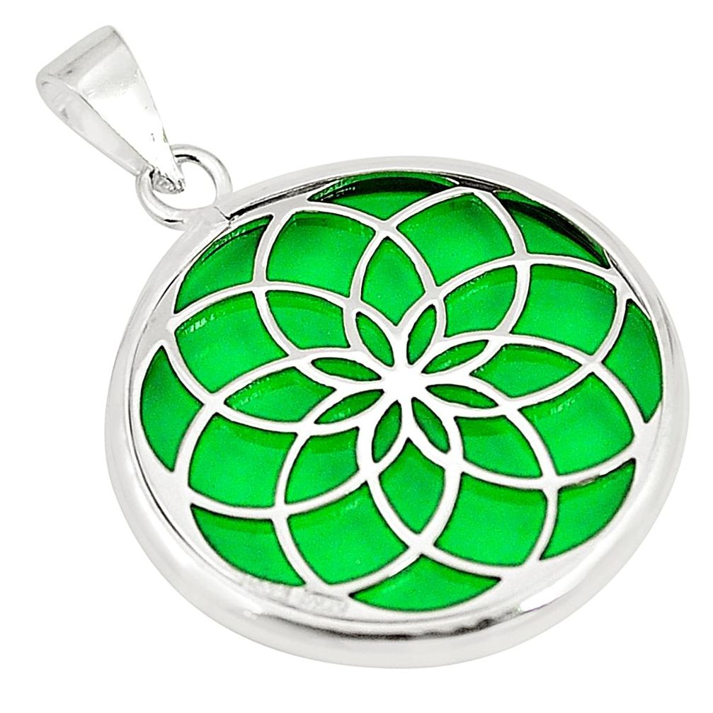 Green bling topaz (lab) 925 sterling silver pendant jewelry c23197
