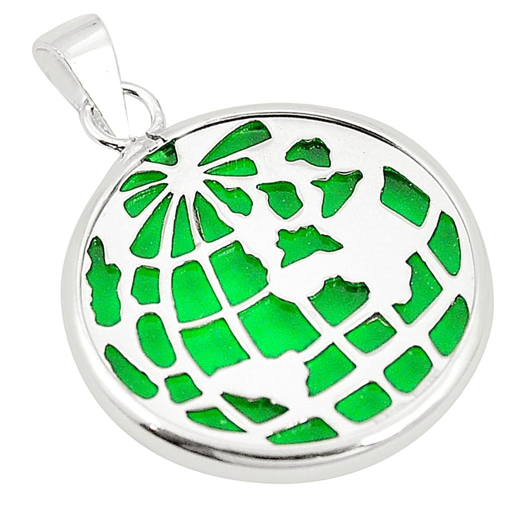 Green bling topaz (lab) 925 sterling silver pendant jewelry c23255