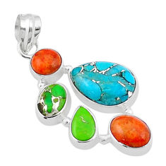 9.31cts green blue copper turquoise mojave turquoise 925 silver pendant u29271