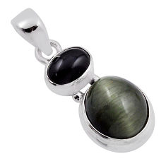 6.99cts green cats eye obsidian eye 925 sterling silver pendant jewelry n22396