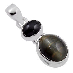 6.72cts green cats eye obsidian eye oval shape sterling silver pendant n22397