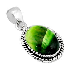 8.51cts green cats eye oval shape 925 sterling silver pendant jewelry y65890