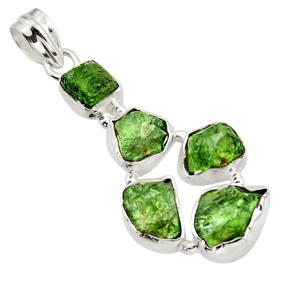 18.94cts green chrome diopside rough 925 sterling silver pendant jewelry r41010