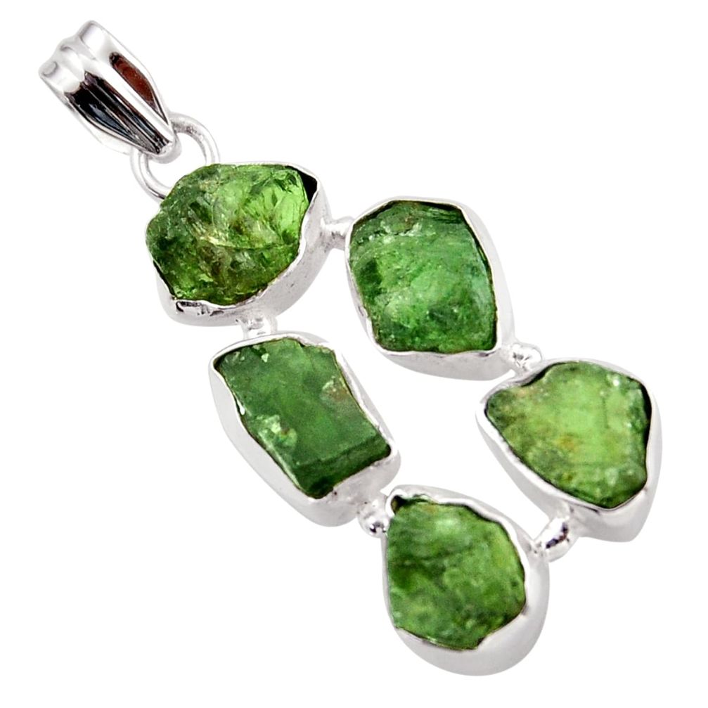 20.86cts green chrome diopside rough 925 sterling silver pendant jewelry r41016