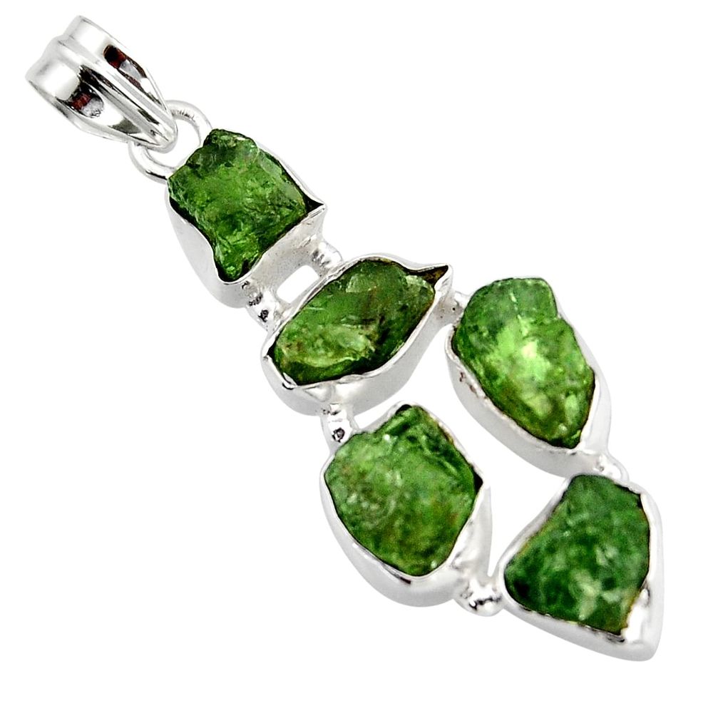 23.06cts green chrome diopside rough 925 sterling silver pendant jewelry r41019