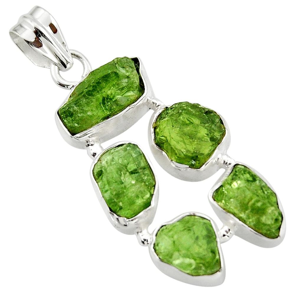 20.76cts green chrome diopside rough 925 sterling silver pendant jewelry r41020