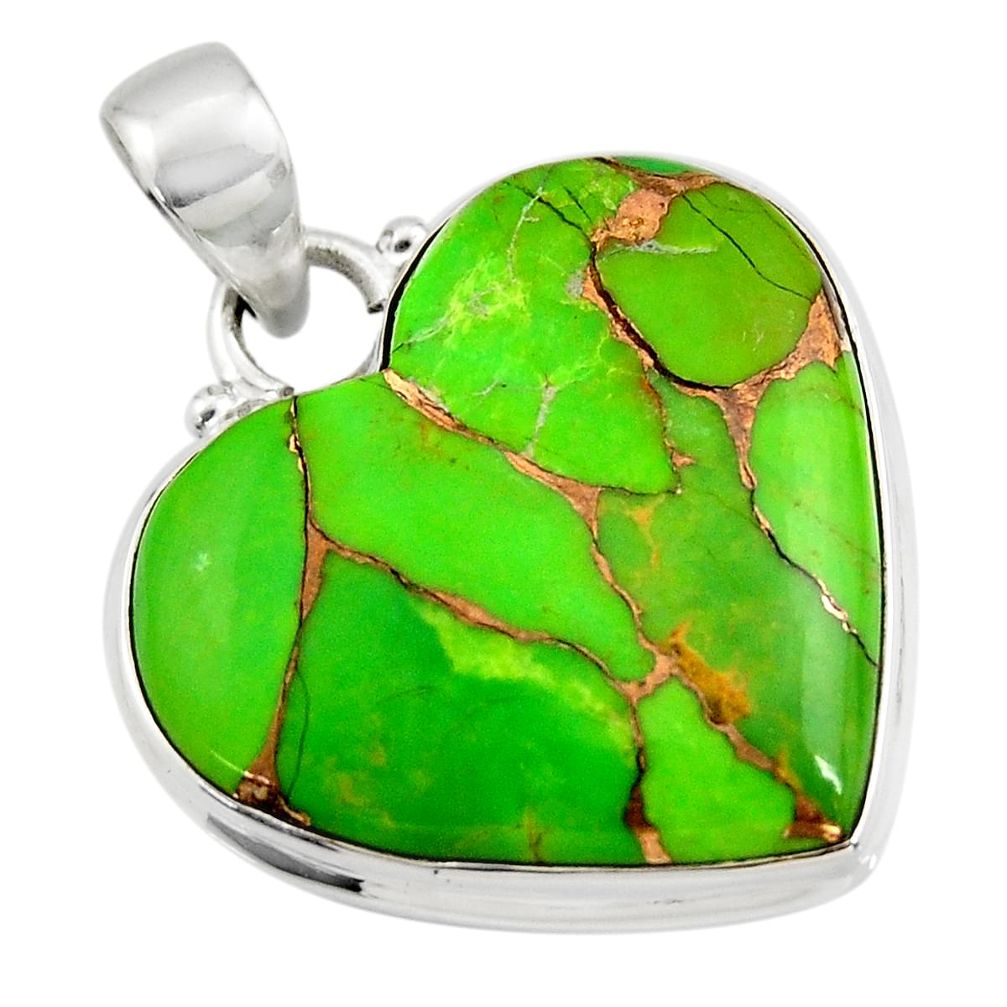 21.94cts green copper turquoise 925 sterling silver fpendant r45961