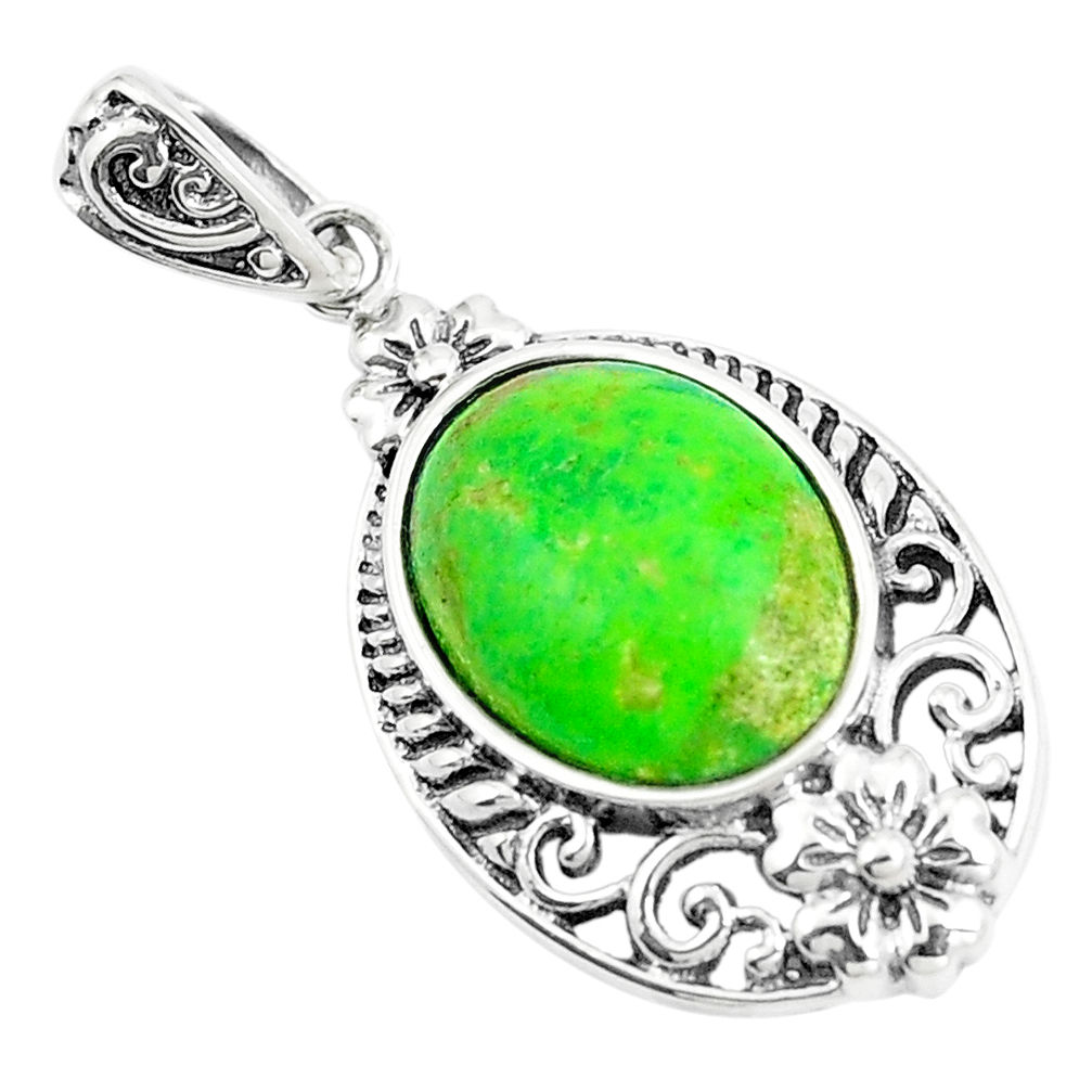 LAB 4.82cts green copper turquoise 925 sterling silver pendant jewelry c10526