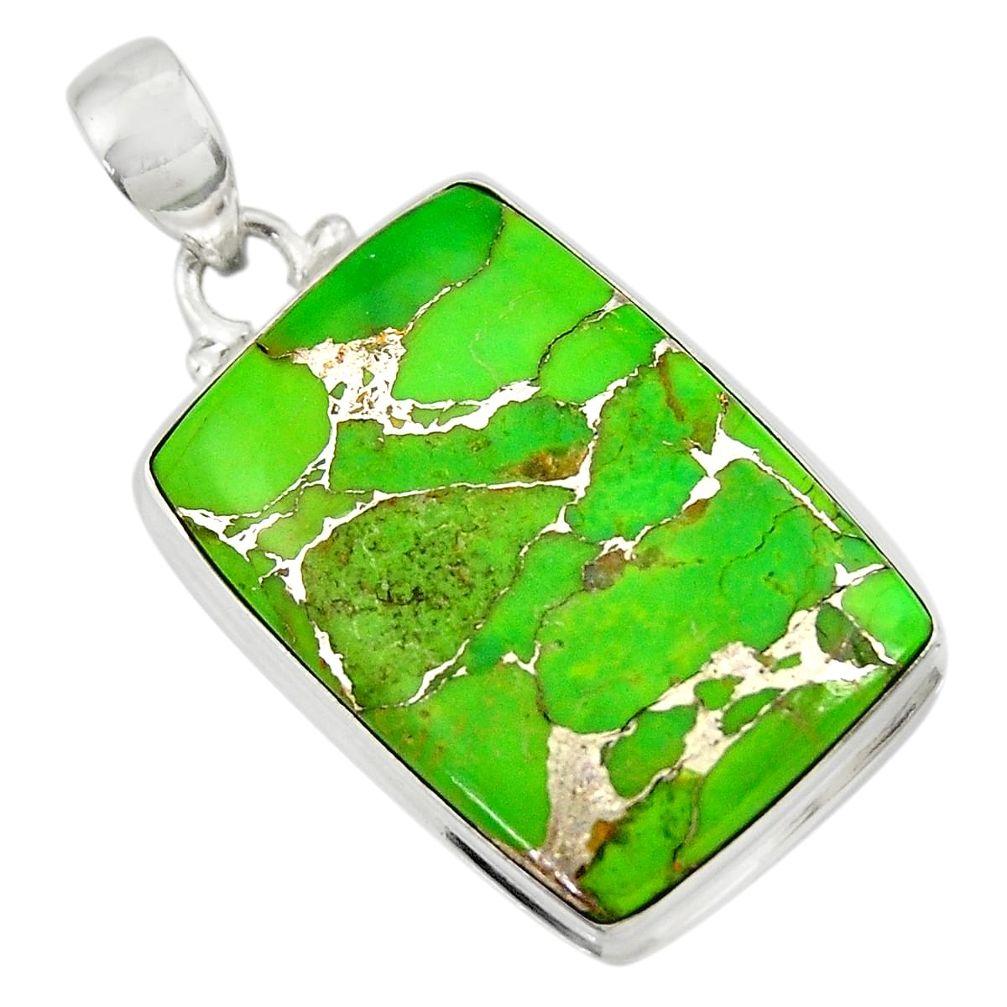 21.42cts green copper turquoise 925 sterling silver pendant jewelry d41743