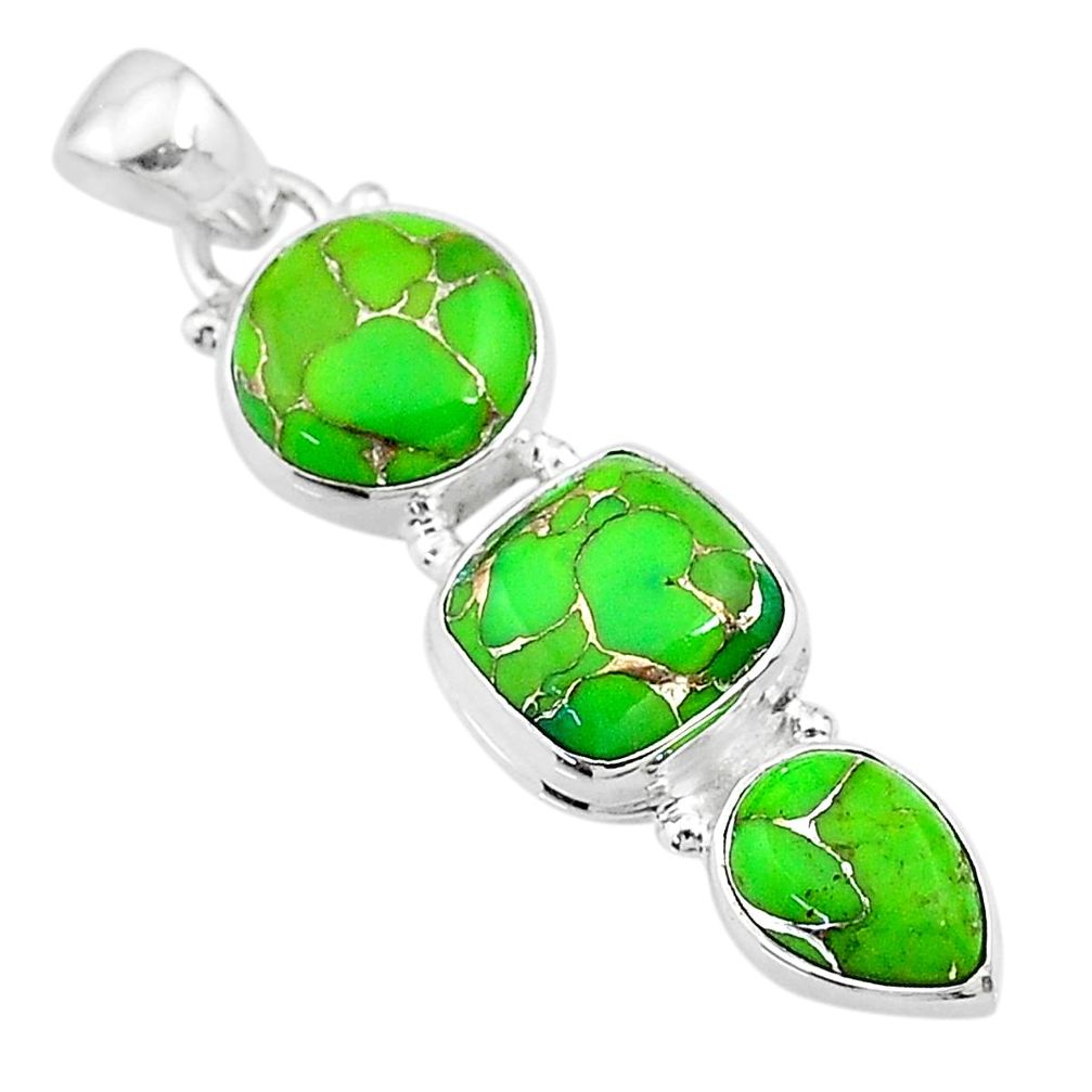 10.76cts green copper turquoise 925 sterling silver pendant jewelry t18796