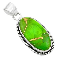 12.65cts green copper turquoise 925 sterling silver pendant jewelry t53784