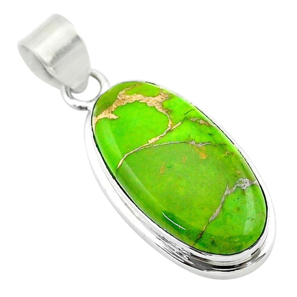 15.05cts green copper turquoise 925 sterling silver pendant jewelry t53841