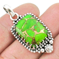 15.56cts green copper turquoise 925 sterling silver pendant jewelry u40861