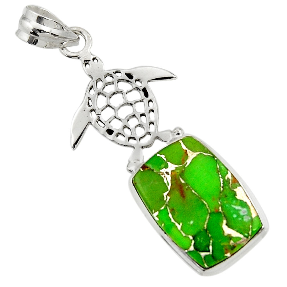 opper turquoise 925 sterling silver turtle pendant d44947