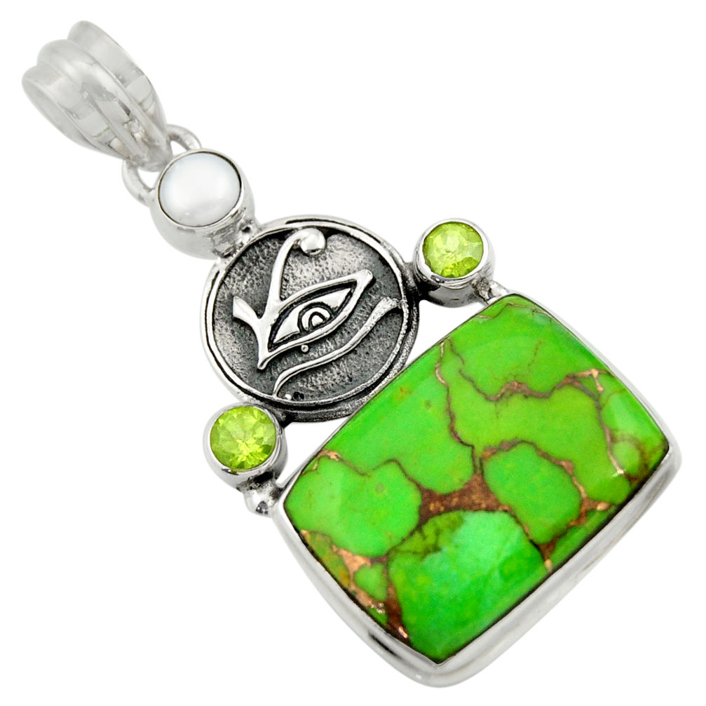 opper turquoise peridot 925 sterling silver pendant d41689