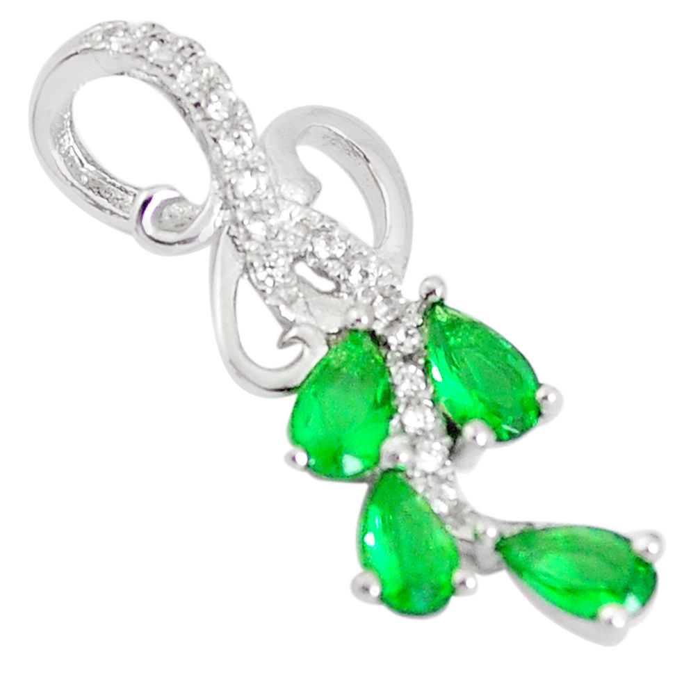 LAB 1.55cts green emerald (lab) topaz 925 sterling silver pendant jewelry c23492