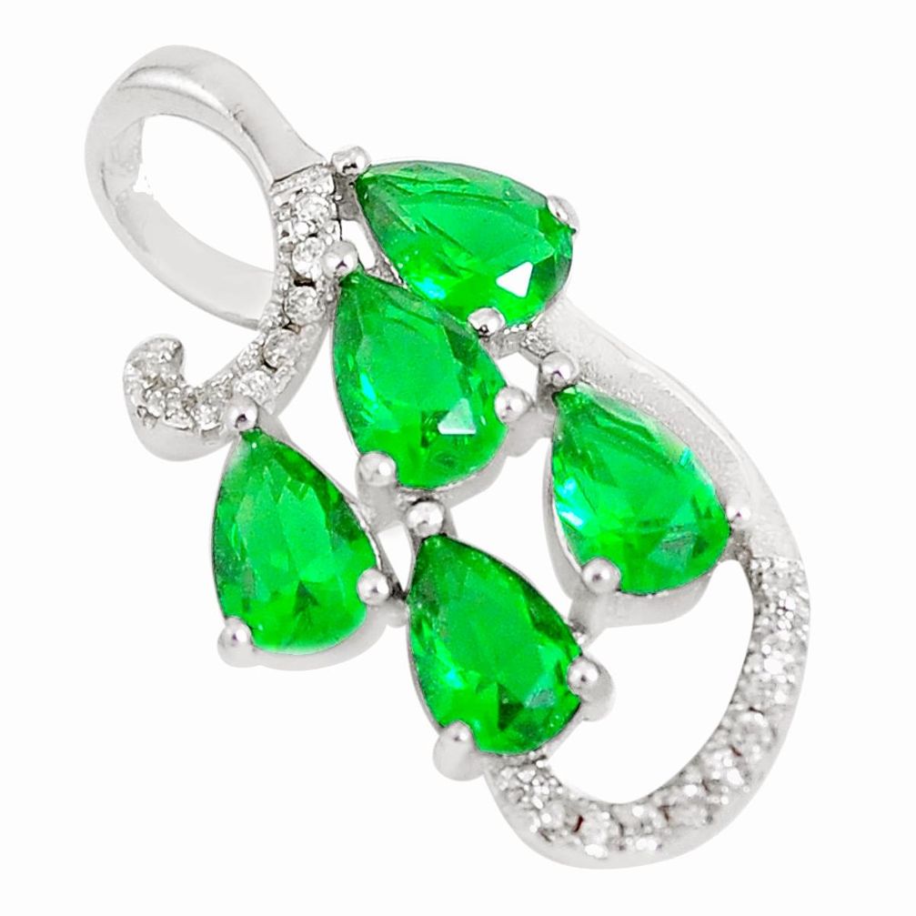 4.07cts green emerald (lab) topaz 925 sterling silver pendant jewelry c23494