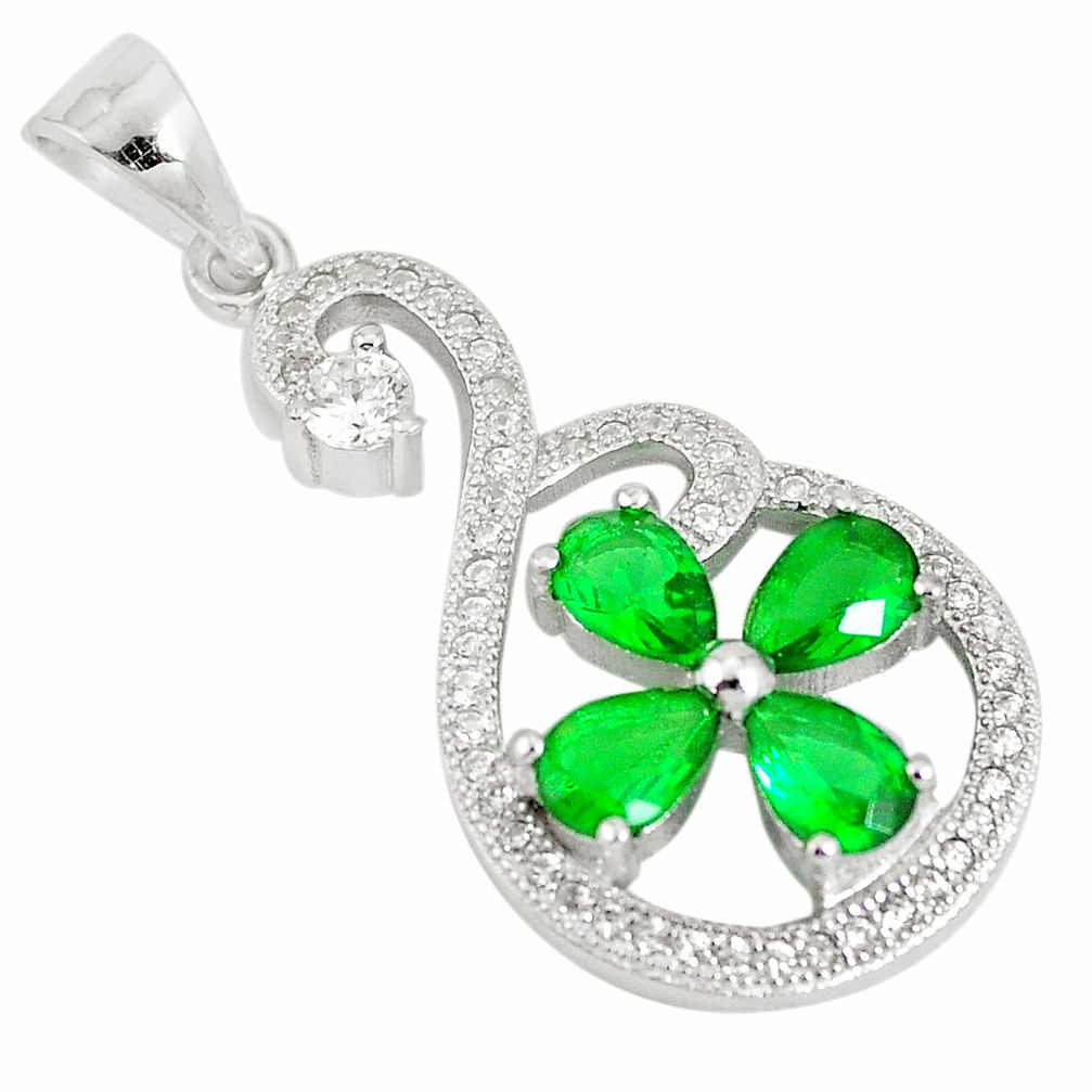 LAB 6.03cts green emerald (lab) topaz 925 sterling silver pendant jewelry c23510