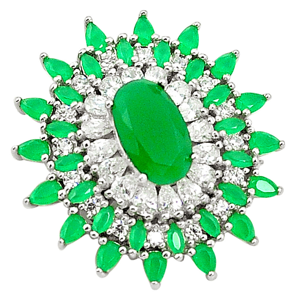 LAB Green emerald quartz topaz 925 sterling silver pendant jewelry c19125