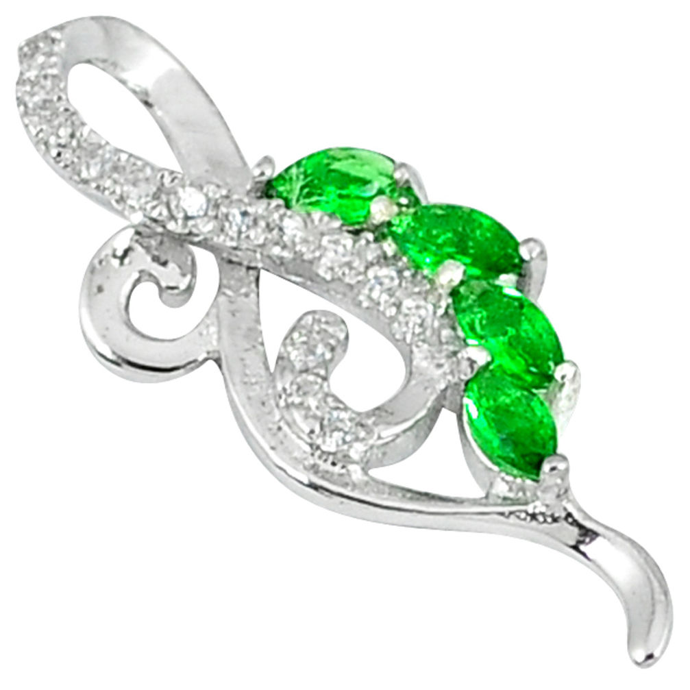 Green emerald quartz white topaz 925 sterling silver pendant jewelry c22810