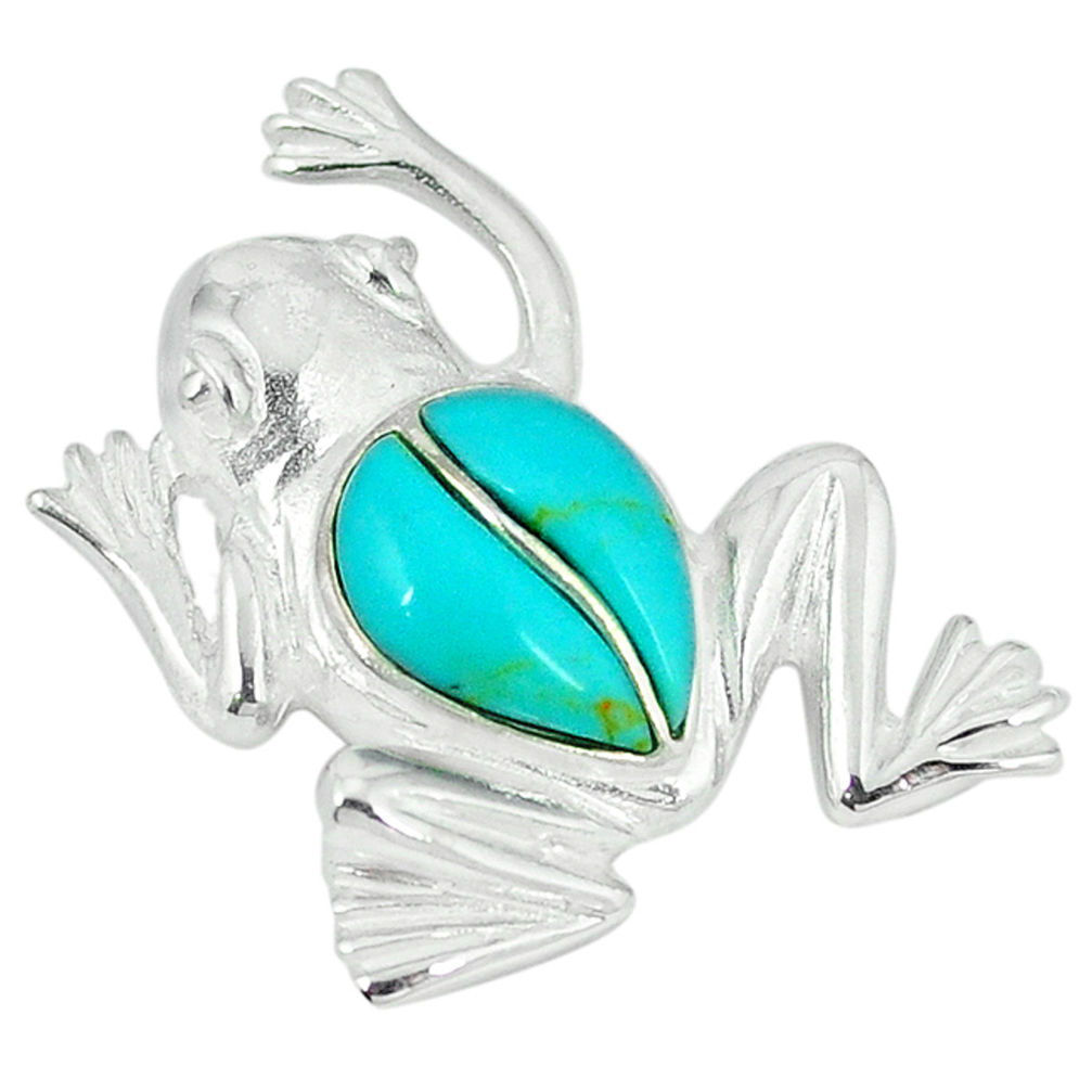 Green pearl enamel 925 sterling silver frog pendant jewelry a55433 c14877