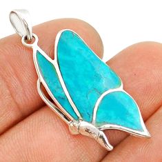 2.78cts green turquoise lab fancy 925 sterling silver butterfly pendant c30034