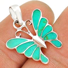 0.99cts green turquoise lab pear 925 sterling silver butterfly pendant c30062