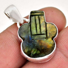 13.15cts guitar yellow labradorite spectrolite ( finland) silver pendant n46277