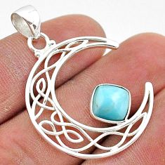 3.09cts half moon natural blue larimar 925 sterling silver pendant t66222