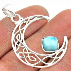 2.91cts half moon natural blue larimar 925 sterling silver pendant t66226