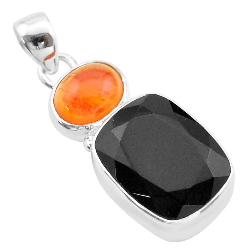 en natural onyx cornelian (carnelian) 925 silver pendant t57832