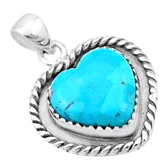9.92cts heart blue arizona mohave turquoise 925 sterling silver pendant u38922