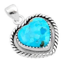 9.99cts heart blue arizona mohave turquoise 925 sterling silver pendant u38924
