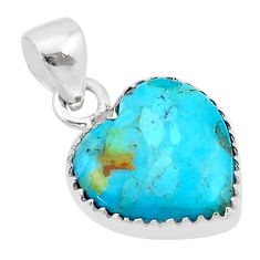 7.34cts heart blue arizona mohave turquoise 925 sterling silver pendant u39188