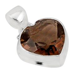 9.82cts heart brown smoky topaz 925 sterling silver pendant jewelry u1186