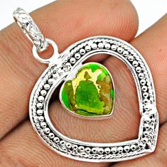 Clearance Sale- 4.57cts heart green mojave turquoise 925 sterling silver pendant jewelry u7950