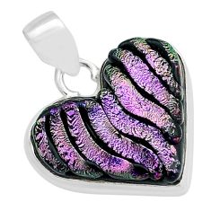 15.62cts heart multi color dichroic glass 925 sterling silver pendant u57585