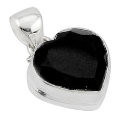 10.28cts heart natural black onyx 925 sterling silver pendant jewelry u1197
