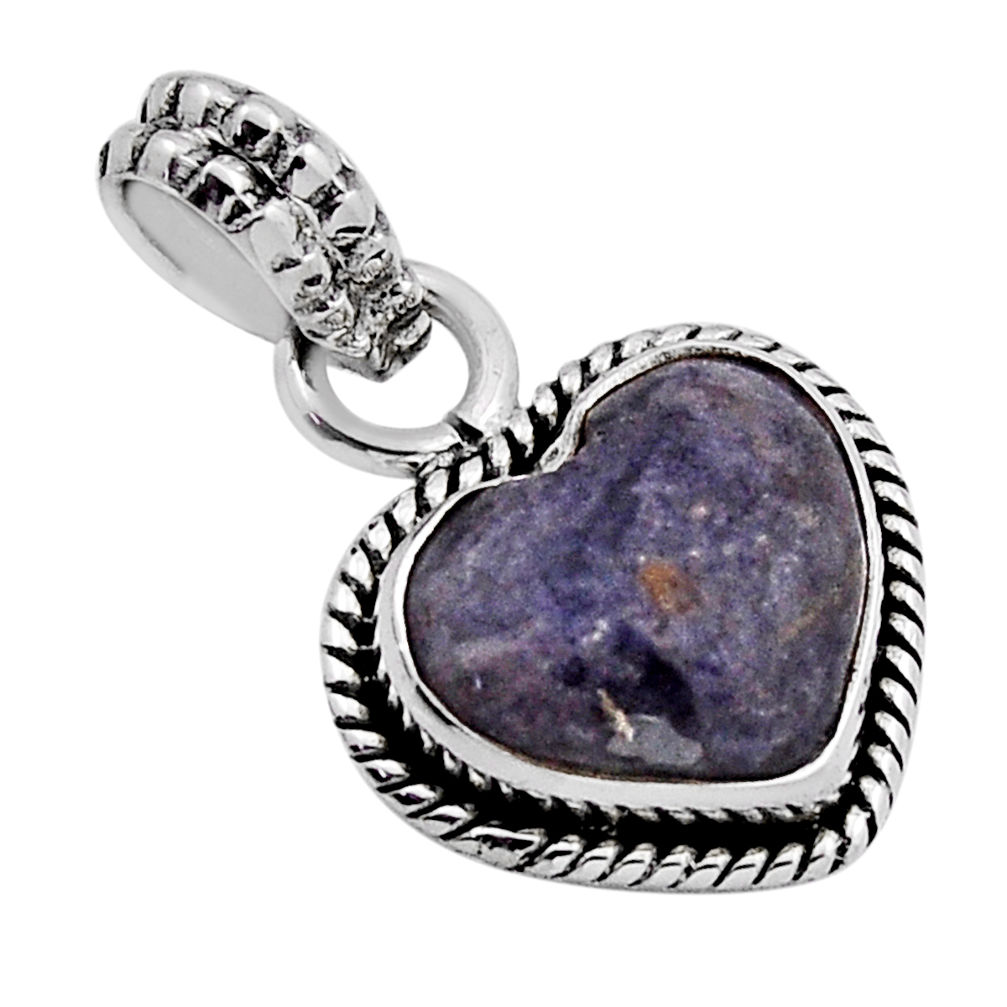 5.17cts heart natural blue sodalite 925 sterling silver pendant jewelry n18142