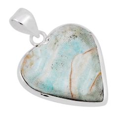 17.22cts heart natural green aragonite heart 925 sterling silver pendant n32041