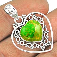 Clearance Sale- 5.82cts heart natural green mojave turquoise 925 sterling silver pendant u7961