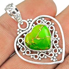 Clearance Sale- 5.75cts heart natural green mojave turquoise 925 sterling silver pendant u7965