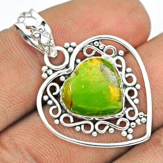 Clearance Sale- 5.82cts heart natural green mojave turquoise 925 sterling silver pendant u7992