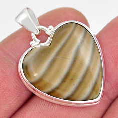 17.30cts heart natural grey striped flint ohio 925 silver pendant jewelry y18937
