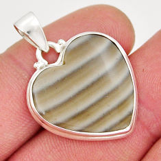 15.22cts heart natural grey striped flint ohio sterling silver pendant y19029