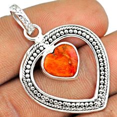 Clearance Sale- 4.82cts heart natural orange mojave turquoise 925 silver pendant jewelry u7954