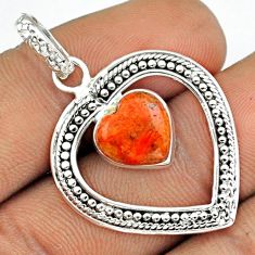 Clearance Sale- 4.67cts heart natural orange mojave turquoise 925 sterling silver pendant u7957