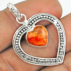 Clearance Sale- 4.82cts heart natural orange mojave turquoise 925 sterling silver pendant u7982